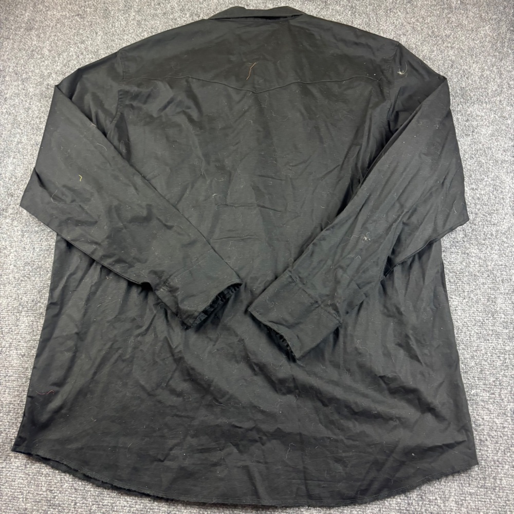 WRANGLER Men’s Black Western Long Sleeve Snap Button Up Shirt size: 2XL Tall - Picture 3 of 8